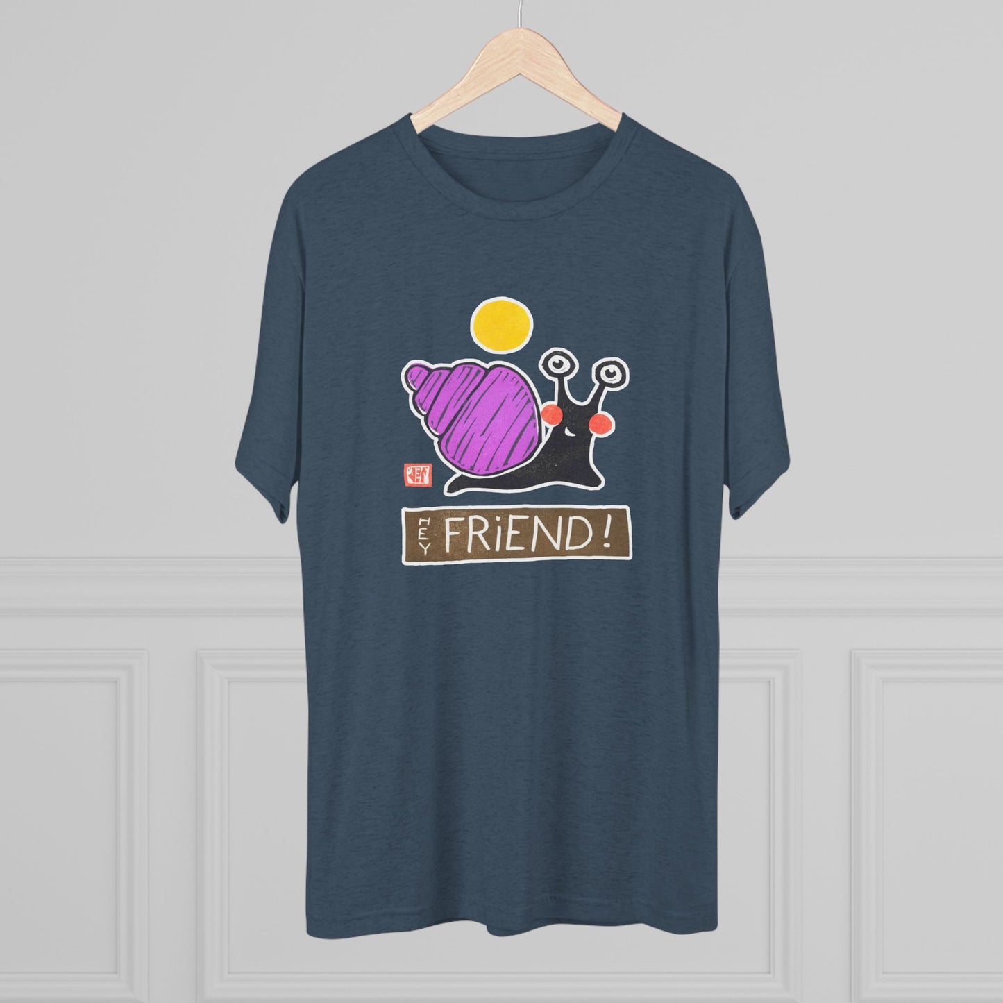 Funny Snail T-Shirt | "Hey Friend" Tri-Blend Tee | Cute Gift for Friends