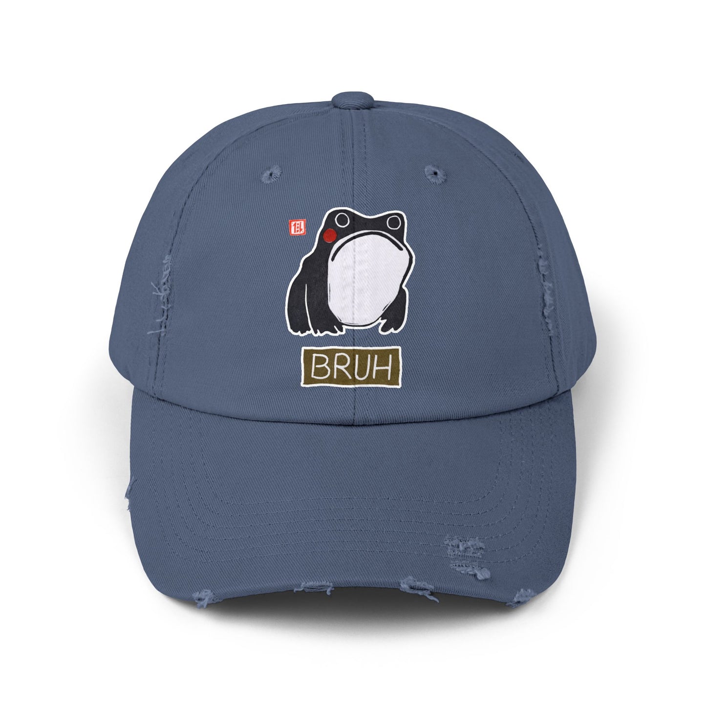 Meaningful Frog Distressed Cap | "Bruh" Baseball Hat | Relatable Humor Gift