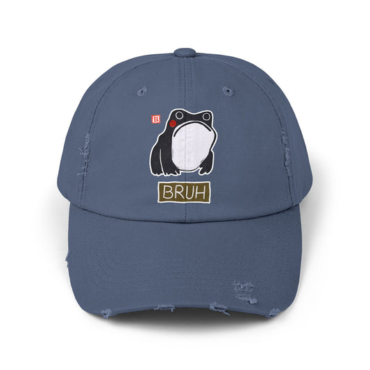 Meaningful Frog Distressed Cap | "Bruh" Baseball Hat | Relatable Humor Gift