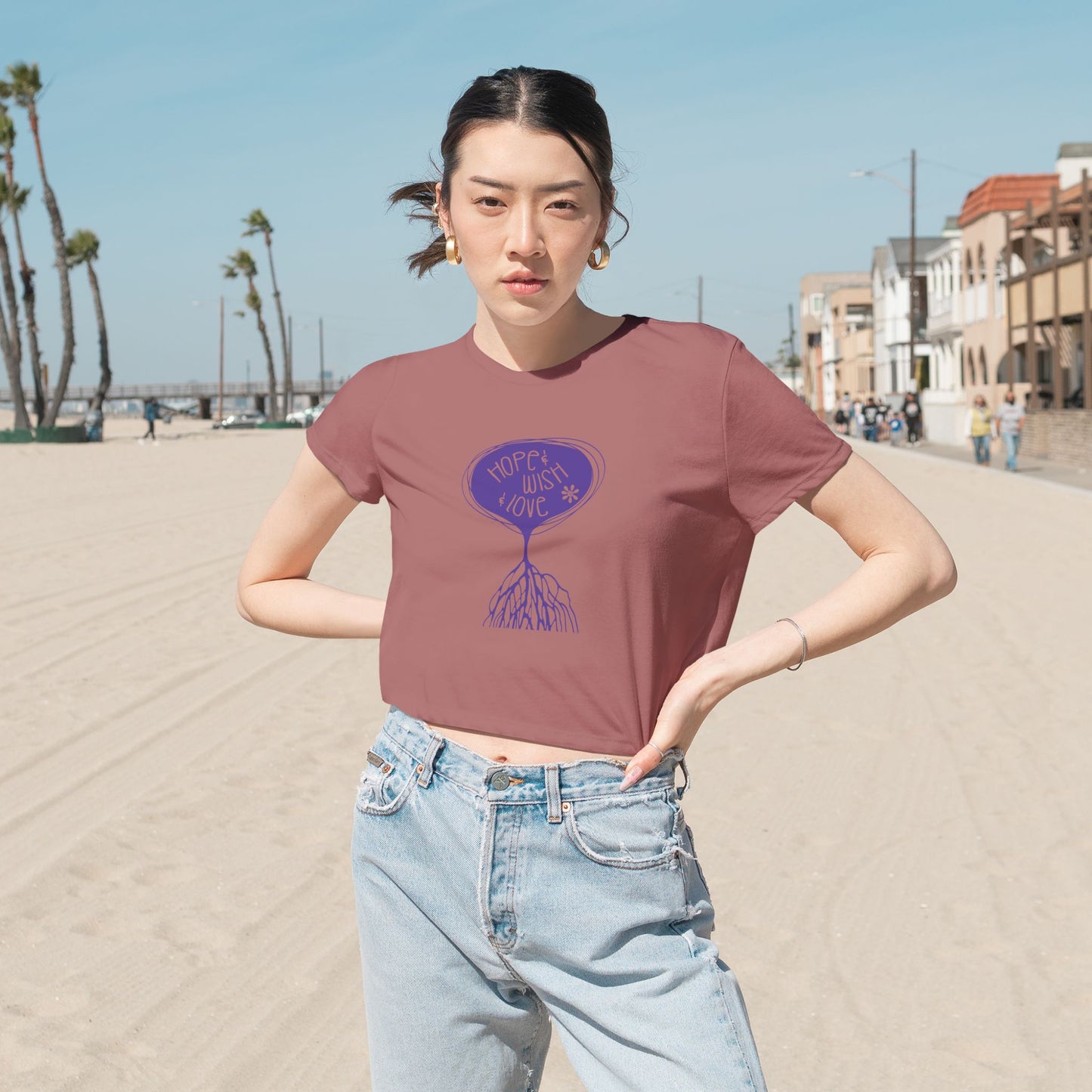 "Hope & Wish & Love" Bella + Canvas Flowy Graphic Womens Top