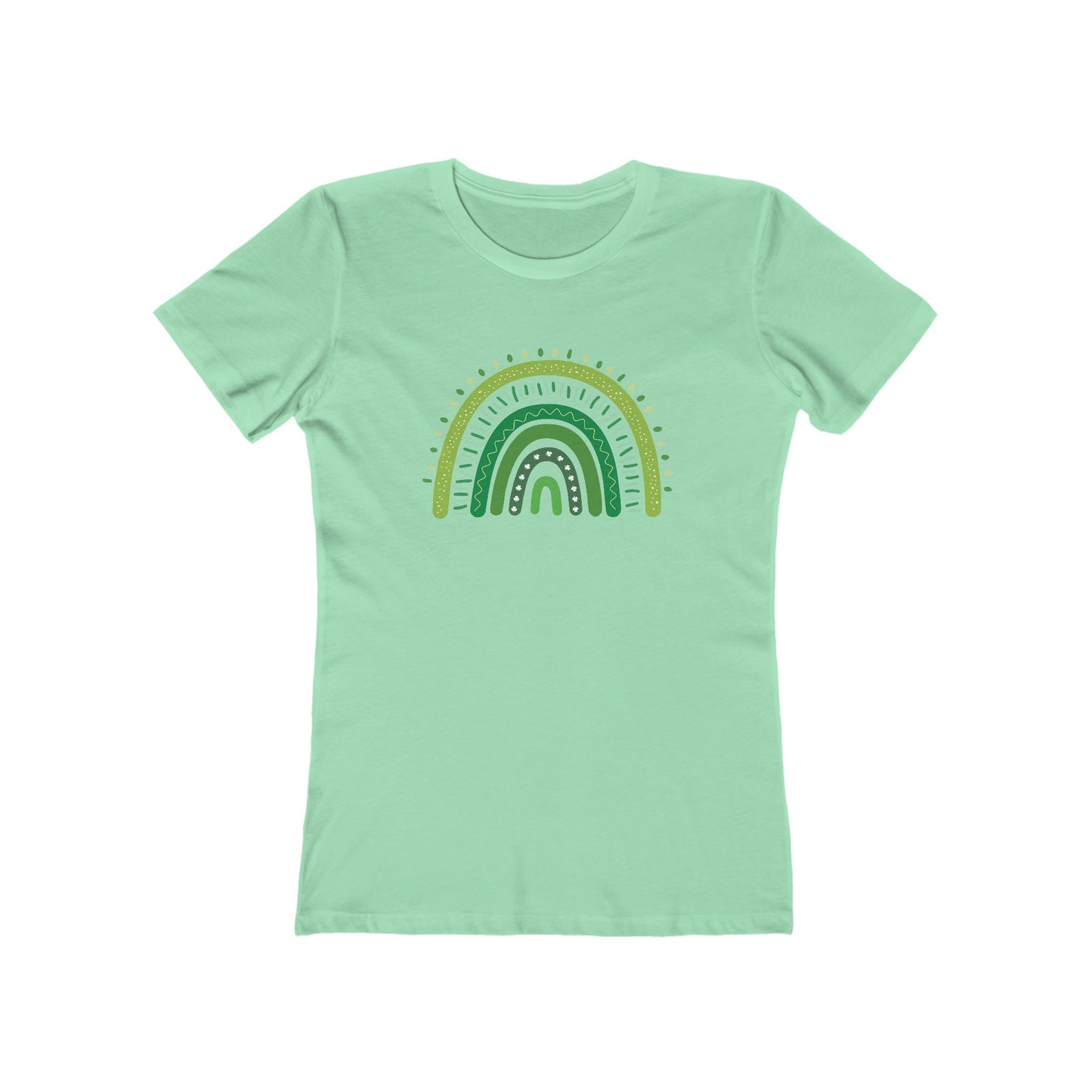 Lucky Woman's Shamrock T-Shirt | Green Rainbow & Clover Graphic | St. Patrick's Day Apparel