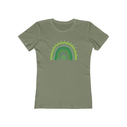 Lucky Woman's Shamrock T-Shirt | Green Rainbow & Clover Graphic | St. Patrick's Day Apparel