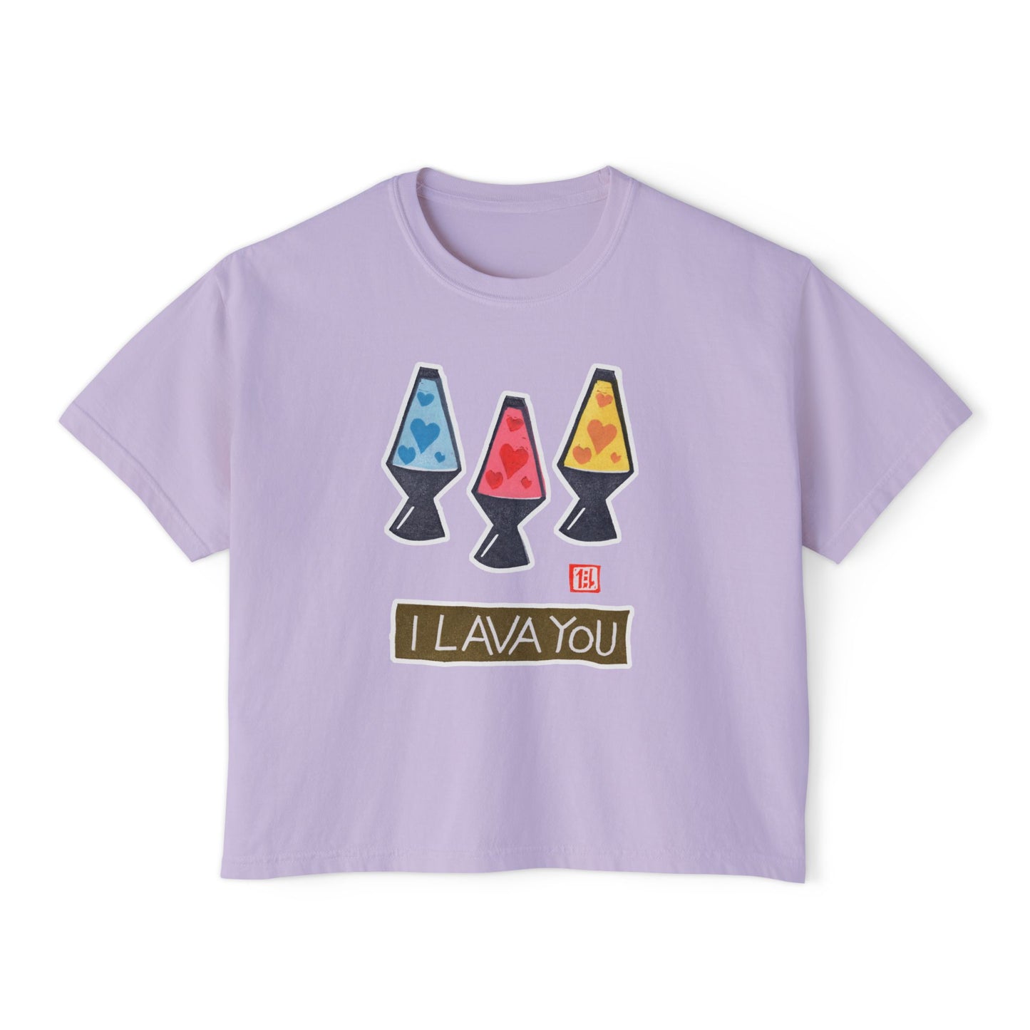 I Lava You Boxy Tee — Cute Lava Lamp Graphic Tee for Women