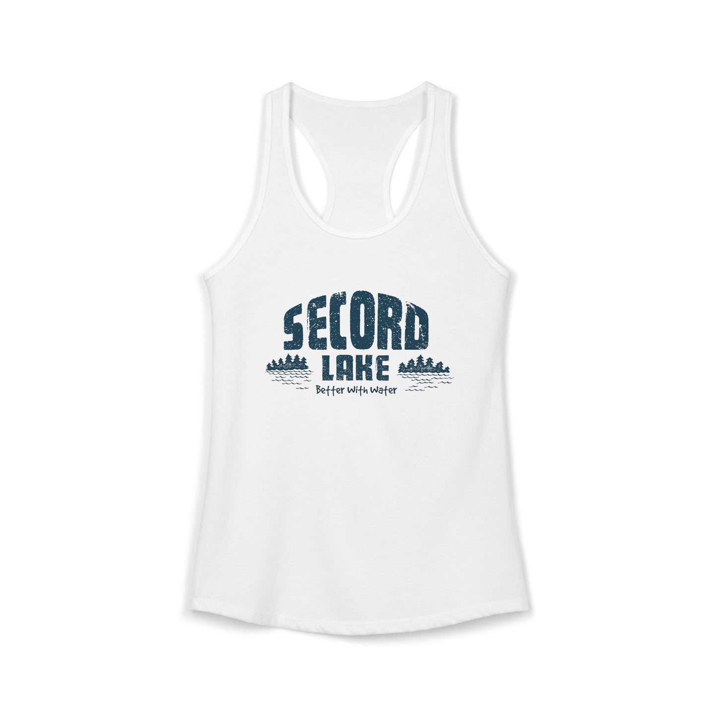 "Secord Lake, Better With Water" Women's Racerback Tank