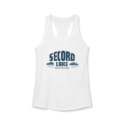 "Secord Lake, Better With Water" Women's Racerback Tank