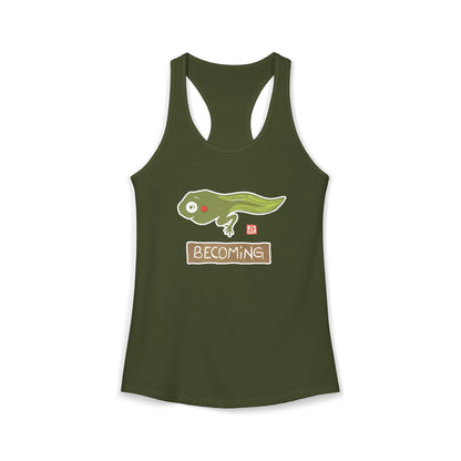 Inspirational Frog Graphic Tank | "Becoming" Women's Racerback | Mindful Activewear
