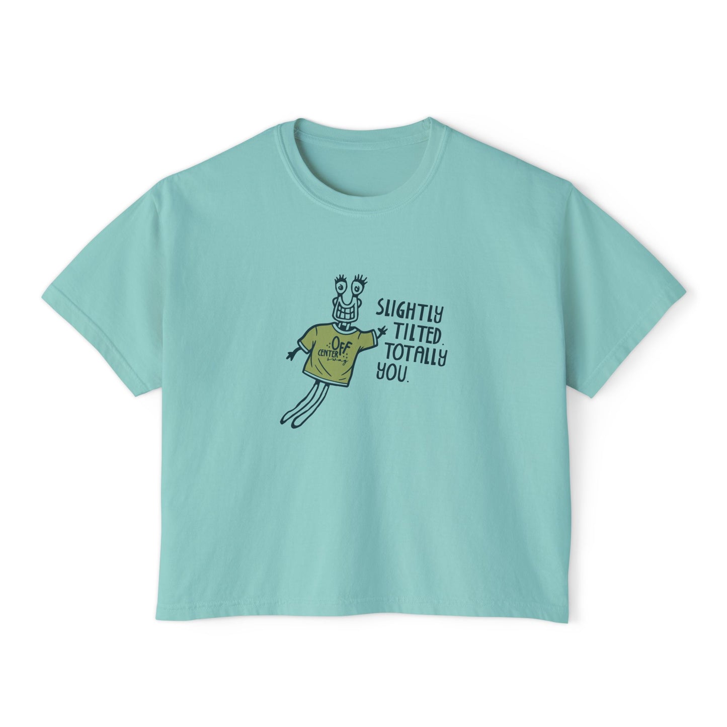 Boxy Tee — 'Slightly Tilted Totally You' Cute Frog Graphic Women's Shirt