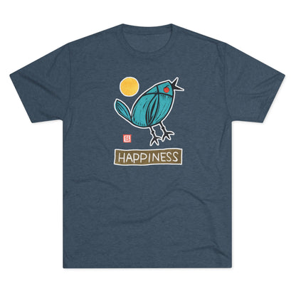 Blue Bird Illustration Shirt | "Happiness" Small Good Things | Premium Tri-Blend Tee