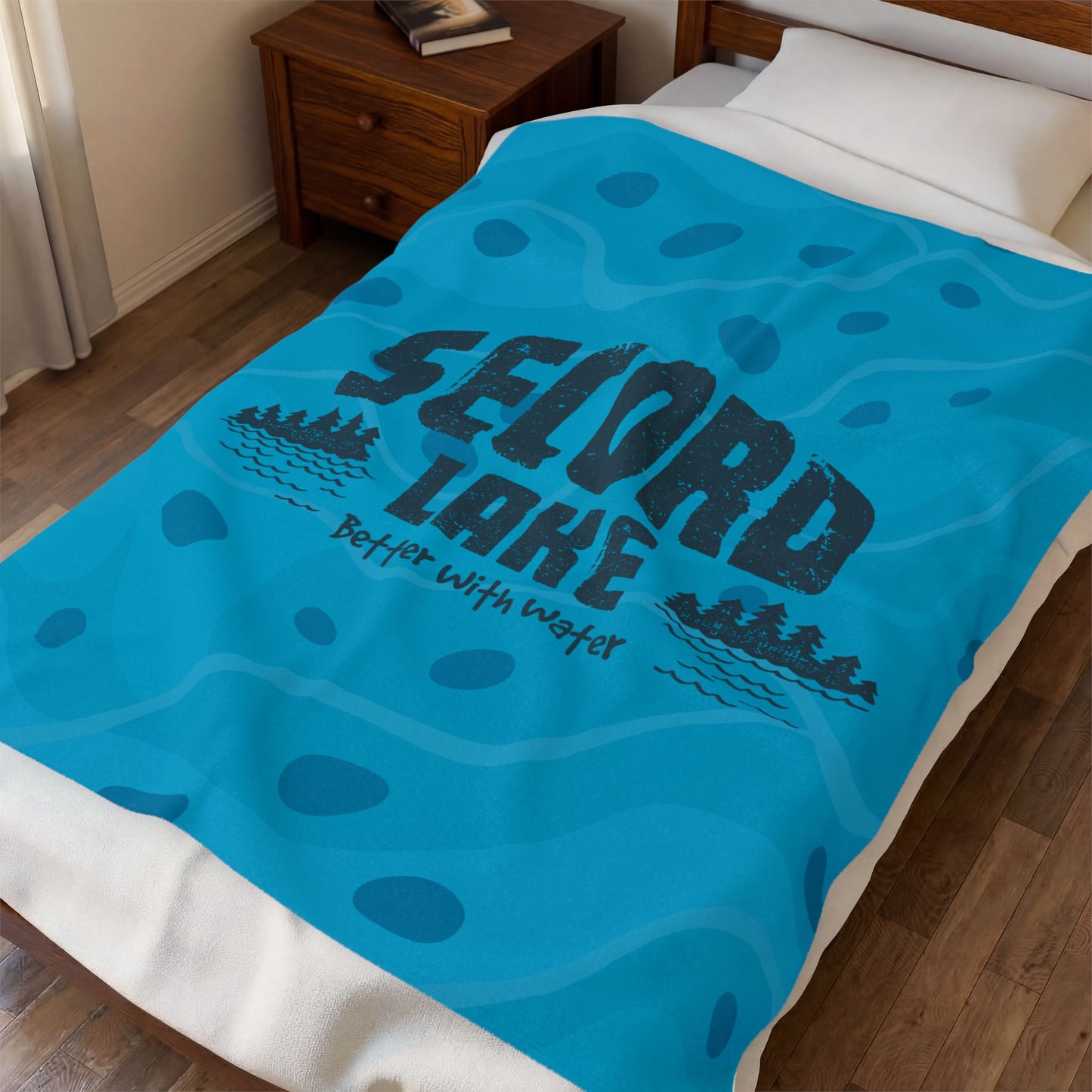 "Second Lake, Better With Water" Cozy Plush Throw