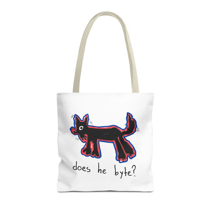 "Does He Byte?"  —  Tote Bag