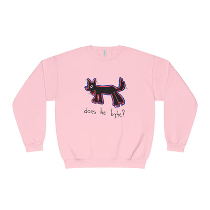 “Does he byte?”  — Crewneck Sweatshirt