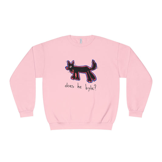 “Does he byte?”  — Crewneck Sweatshirt