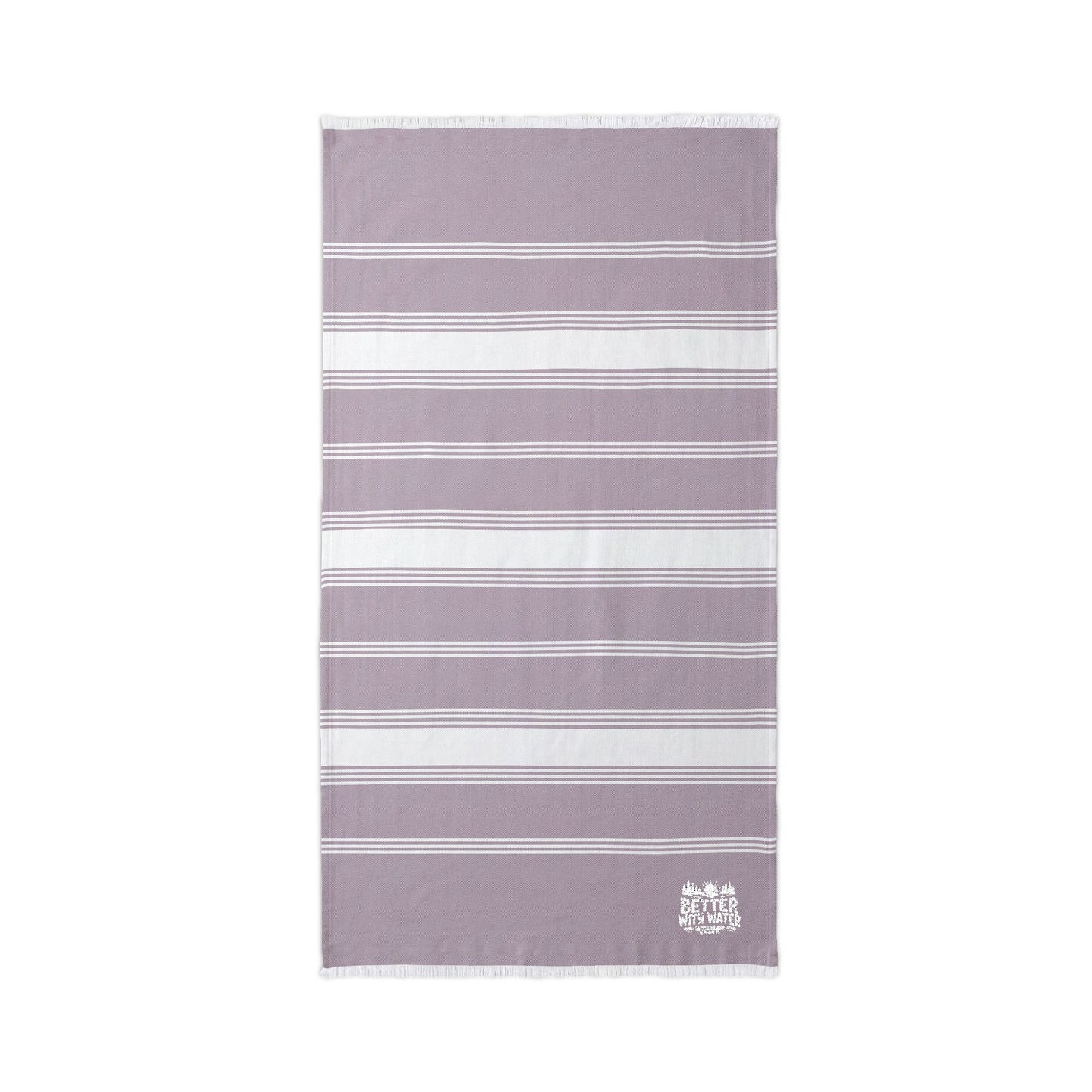 "Better with Water" Striped Embroidered Beach Towel