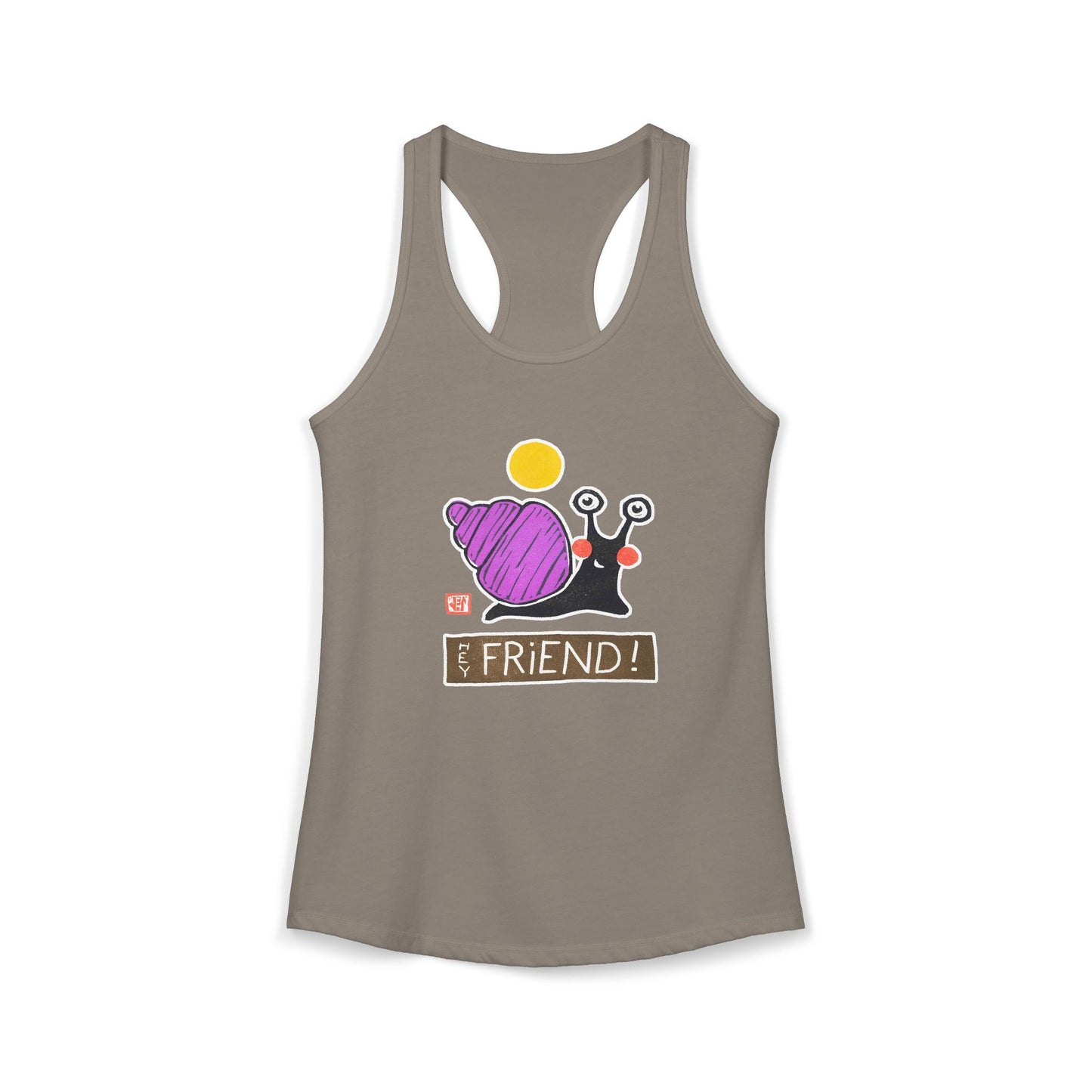 Funny Snail Racerback Tank | "Hey Friend" Yoga Top | Quirky Gift for Her