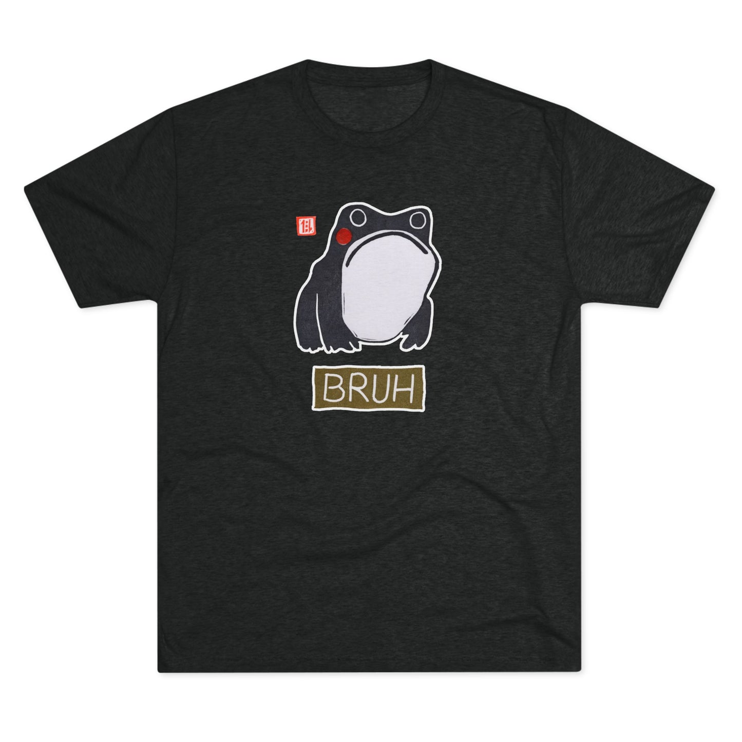 Meaningful Frog Graphic Tee | "Bruh" Tri-Blend Crewneck | Relatable Humor Gift
