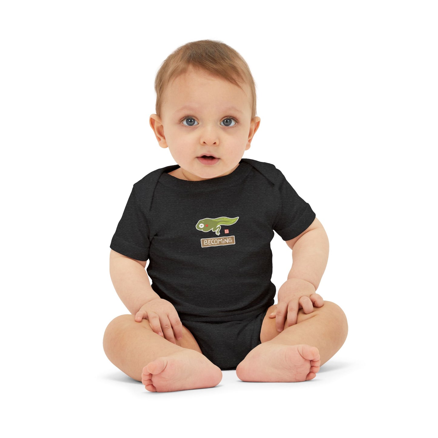 "Becoming" Tadpole Graphic Baby Onesie | Bella+Canvas Bodysuit | Grounded Baby Gift