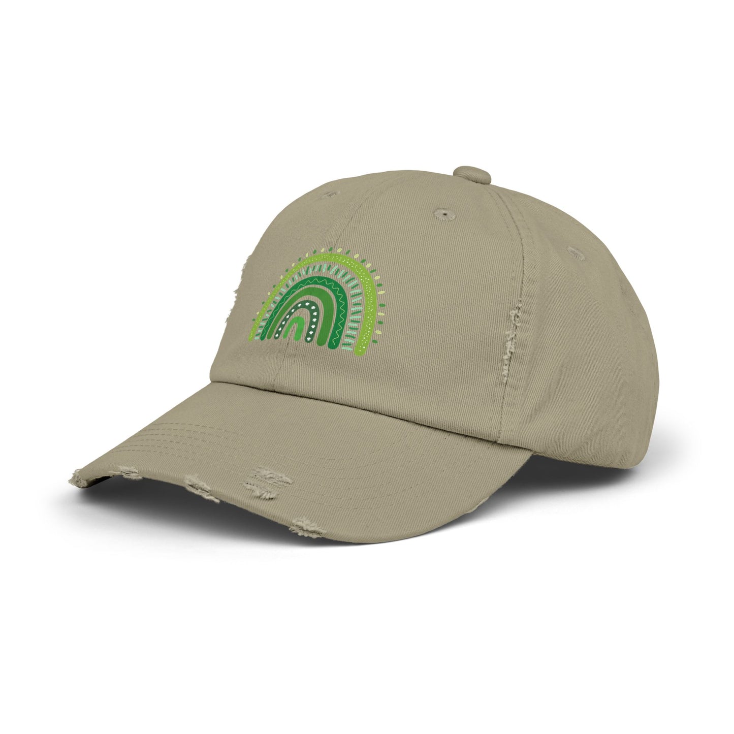 Lucky Green Rainbow Baseball Hat | Distressed Boho St. Patty's Cap | Vintage Style Unisex Hat