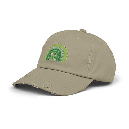 Lucky Green Rainbow Baseball Hat | Distressed Boho St. Patty's Cap | Vintage Style Unisex Hat