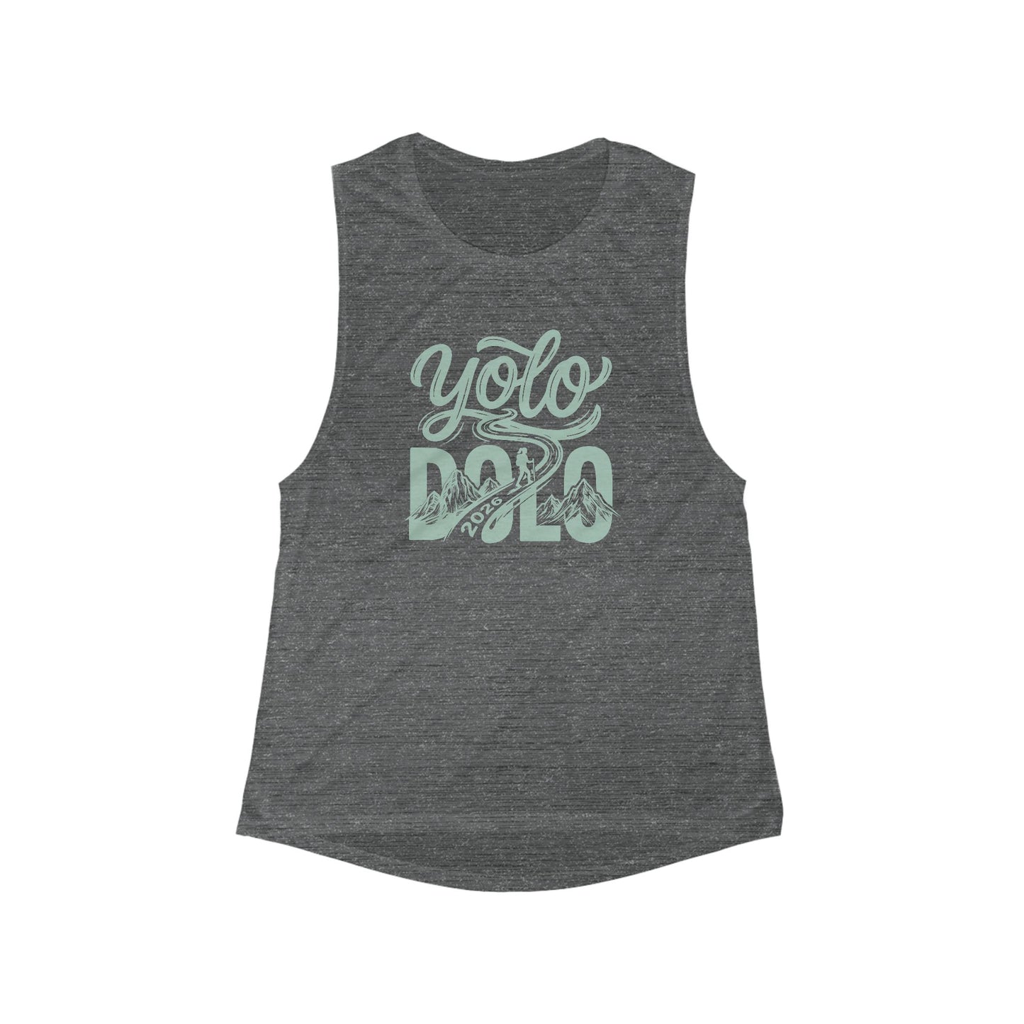 YOLO Dolo Graphic Muscle Tank — Women's Casual Scoop Tank Top