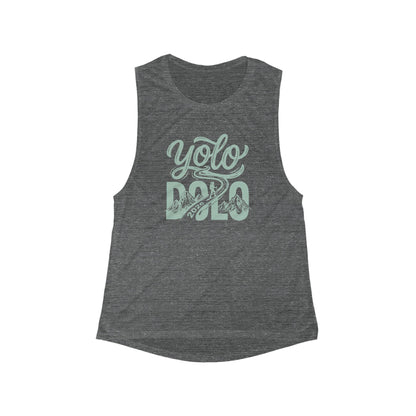 YOLO Dolo Graphic Muscle Tank — Women's Casual Scoop Tank Top
