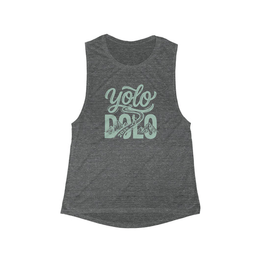 YOLO Dolo Graphic Muscle Tank — Women's Casual Scoop Tank Top