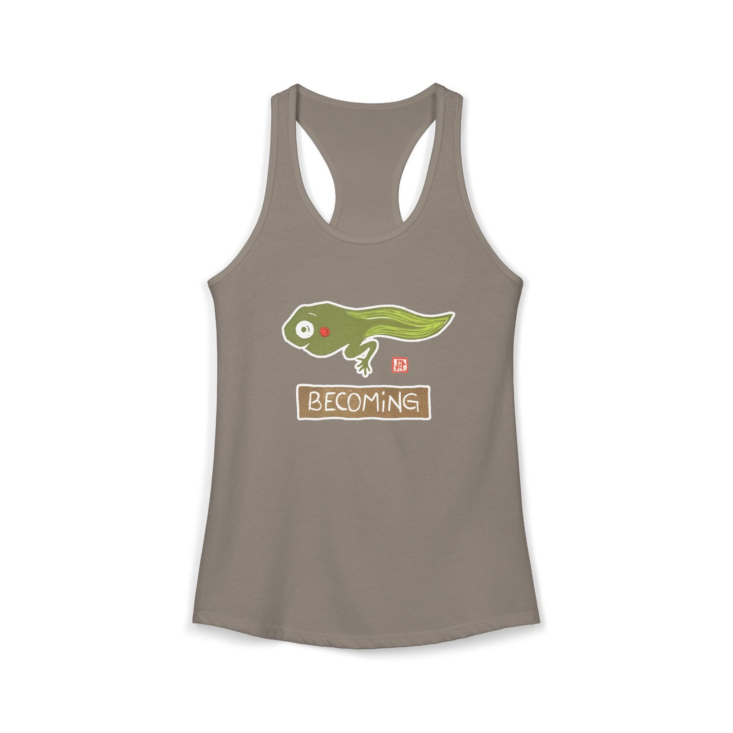 Inspirational Frog Graphic Tank | "Becoming" Women's Racerback | Mindful Activewear
