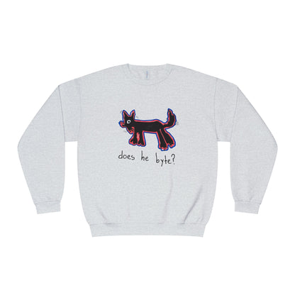 “Does he byte?”  — Crewneck Sweatshirt