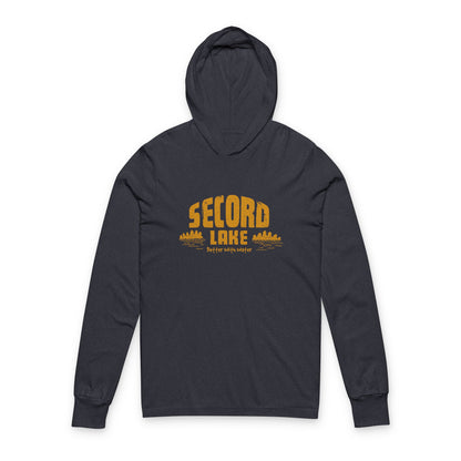 Secord Lake Better with Water Retro Long Sleeve Tee Hoodie