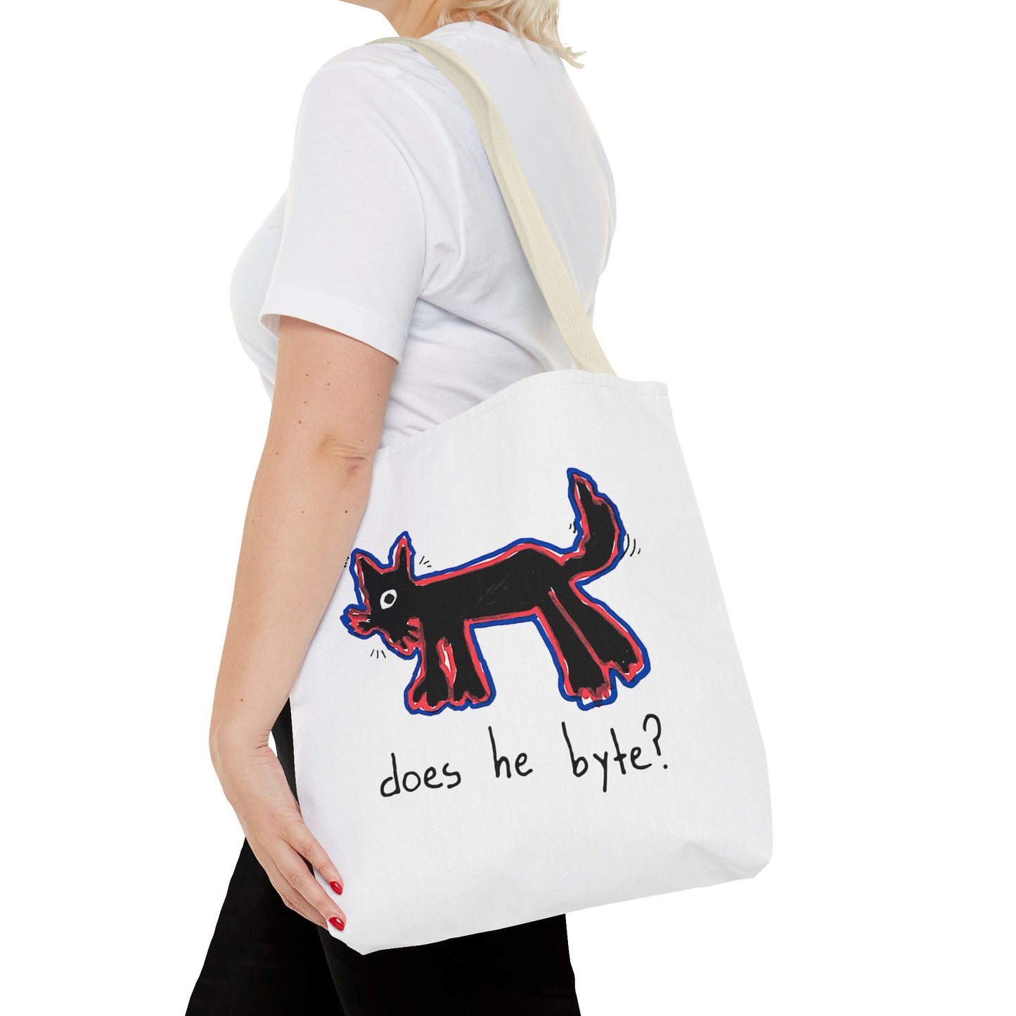 "Does He Byte?"  —  Tote Bag
