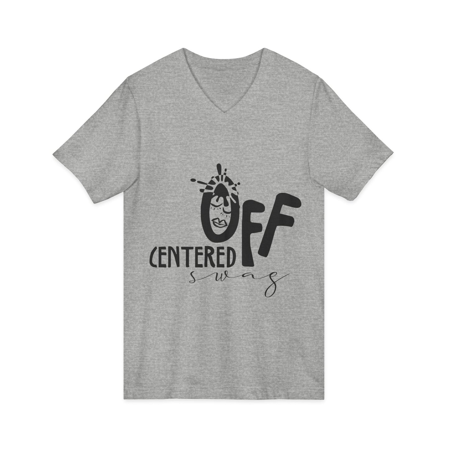 Off Centered Unisex Jersey Short Sleeve V-Neck Tee (pl)