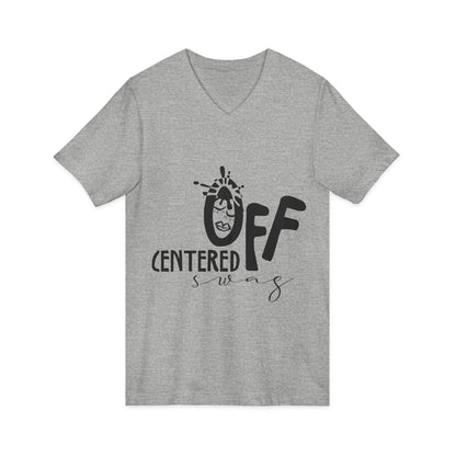 Off Centered Unisex Jersey Short Sleeve V-Neck Tee (pl)